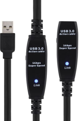 DELTACO USB 3.0 förlängningskabel A ha-A ho Aktiv Svart 15m