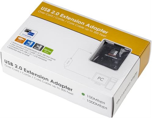 USB 2.0 förlängning över nätverkskabel, 100m
