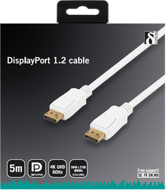 DELTACO DisplayPort ha-ha Vit (F) 5 m