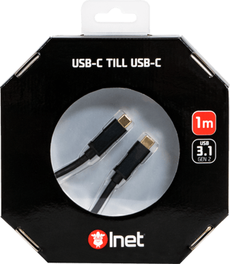 Inet USB 3.1 kabel C-C ha Svart 1m
