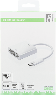DELTACO USB 3.1 Adapter C ha till DVI ho Vit