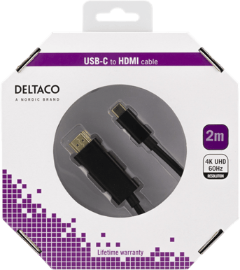DELTACO USB-C till HDMI- kabel ha-ha Svart 2 m