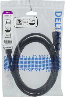 DELTACO DisplayPort 1.2 ha-ha Svart 2m 4K