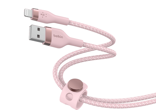 Belkin Boost Charge Pro Flex USB-A till Lightning 1m, Rosa