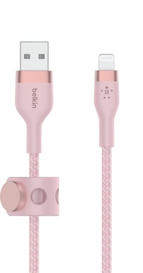 Belkin Boost Charge Pro Flex USB-A till Lightning 3m, Rosa