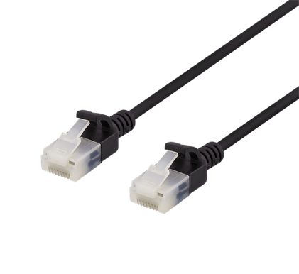 DELTACO TP-kabel Cat6a Tunn Rund U/UTP Svart 1 m