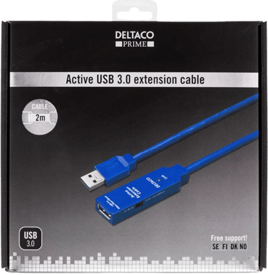 DELTACO USB 3.0 förlängningskabel A ha-A ho Aktiv Blå 2m