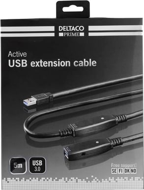DELTACO USB 3.0 förlängningskabel A ha-A ho Aktiv Svart 5m