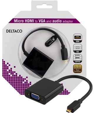 DELTACO Adapter micro HDMI ha till VGA ho Svart 0.2m