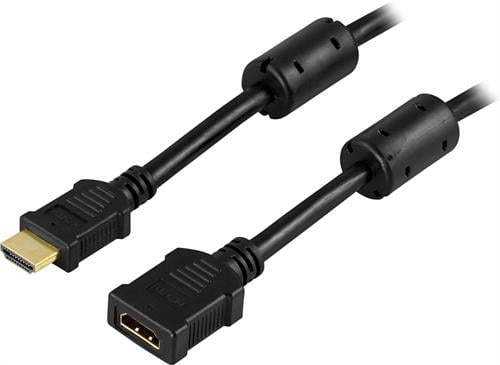 DELTACO HDMI förlängningskabel ha-ho Svart 5 m