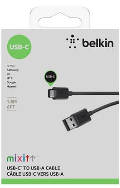 Belkin MIXIT USB-A 2.0 till USB-C Svart 1.8m