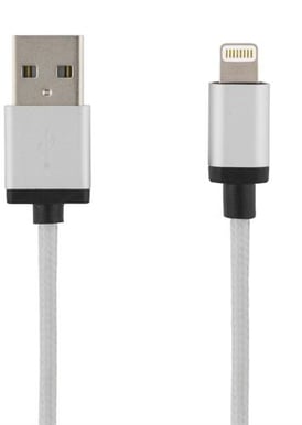 Lightningkabel (MFI) Silver Tygsladd 3m