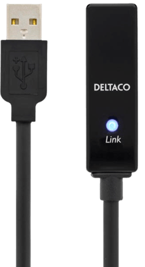 DELTACO USB 2.0 förlängningskabel A ha-A ho Aktiv Svart 5 m