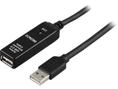 USB 2.0 förlängningskabel, aktiv, 20 m
