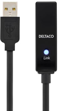 DELTACO USB 2.0 förlängningskabel A ha-A ho Aktiv Svart 10 m
