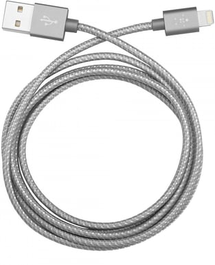 Belkin Premium Lightningkabel (MFI) Grey Tygsladd 1.2m