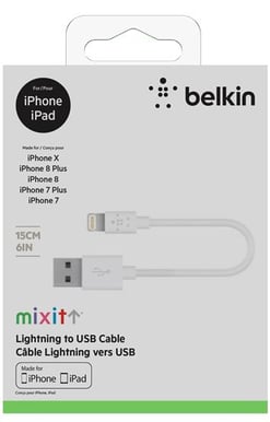 Belkin MIXIT Lightningkabel (MFi) Vit 0.15m
