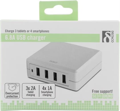 Laddstation 4-portar USB Vit