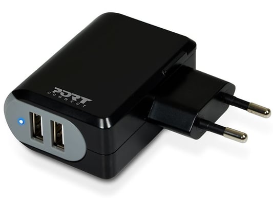 PORT Designs Laddkit Vägg & Bil Lightning/microUSB-kabel Svart 1m