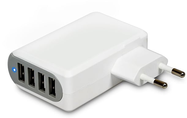 PORT Designs Väggladdare 4xUSB Vit