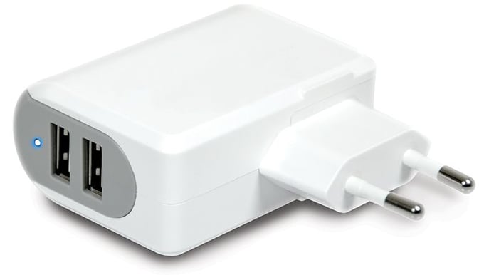 PORT Designs Väggladdare 2xUSB + Lightningkabel Vit