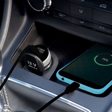 PORT Designs Billaddare med 2st USB kontakter Svart