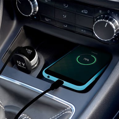PORT Designs Billaddare med 2st USB kontakter + microUSB kabel Svart