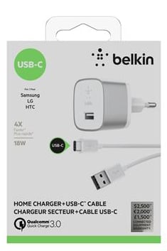 Belkin QC3.0 Väggladdare inkl. USB-A till USB-C-kabel