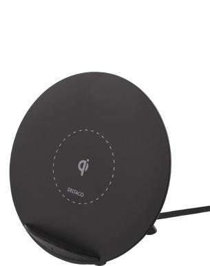 DELTACO Trådlöst laddställ Qi (10W) Quick Charge Svart
