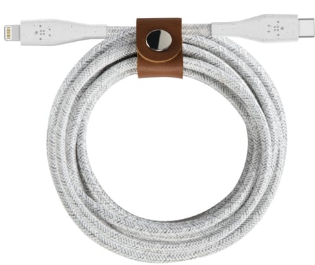 Belkin Duratek Plus Lightning till USB-C-kabel + strap 1.2m Vit