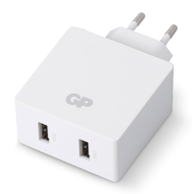 GP Batteries Väggladdare 2x USB-A Vit