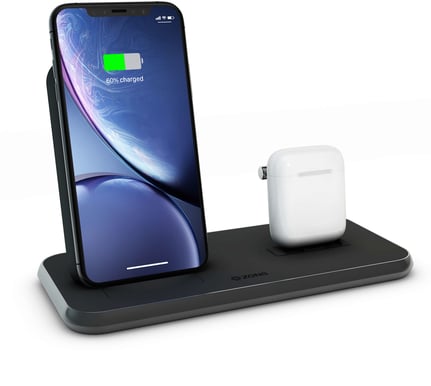ZENS Qi-laddare + Dock (2x10W) Svart