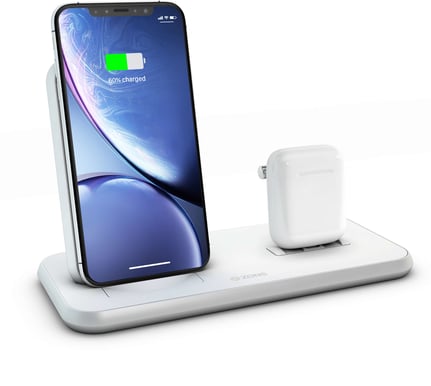 ZENS Qi-laddare + Dock (2x10W) Vit