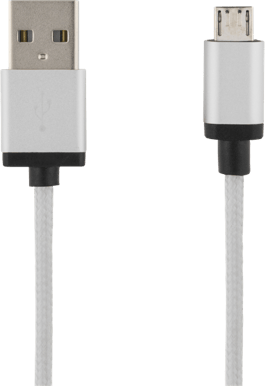 DELTACO Micro-USB-kabel Silver Tygsladd 3m