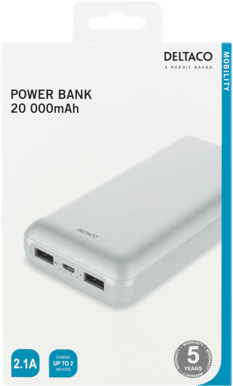DELTACO Powerbank 20000 mAh Vit