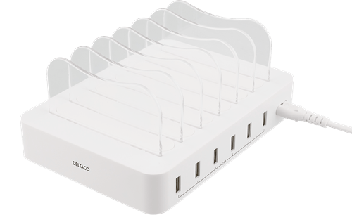 DELTACO Laddningsstation 6x USB-A portar Vit