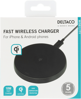 DELTACO Trådlös laddplatta Qi 10 W Svart
