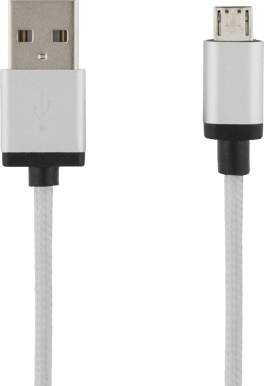 DELTACO Micro B-USB-kabel Silver Tygsladd 2 m