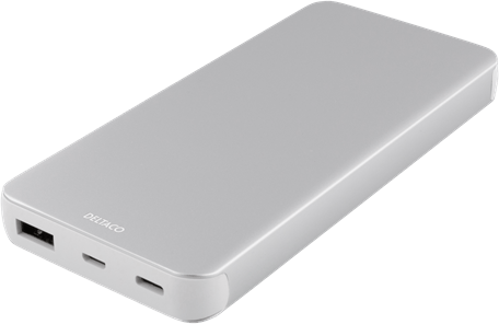 DELTACO Powerbank USB-C 10 000 mAh Silver