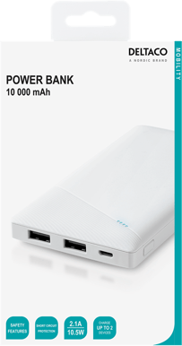 DELTACO Powerbank 10 000 mAh Vit
