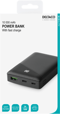 DELTACO Powerbank USB-C 10 000 mAh Svart