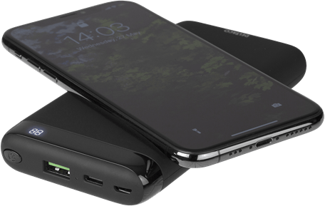 DELTACO Powerbank Qi 10 000 mAh Svart
