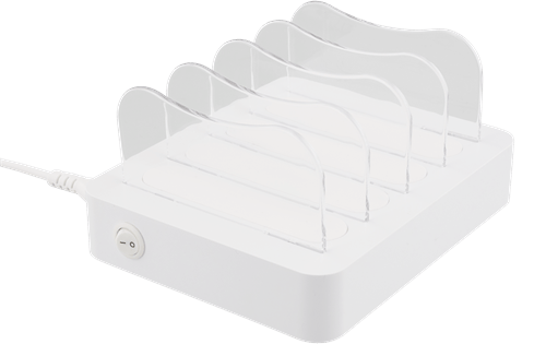 DELTACO Laddningsstation 4x USB-A portar Vit