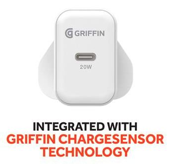 Griffin Väggladdare USB-C, PD 20W, Vit