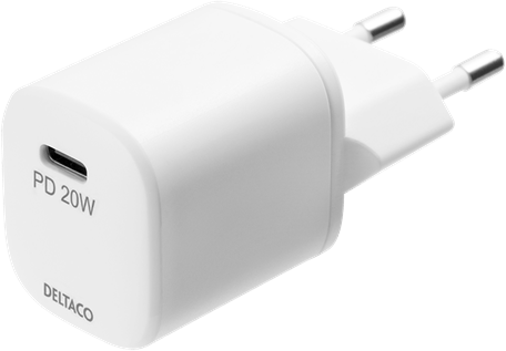DELTACO Väggladdare USB-C 20 W Vit