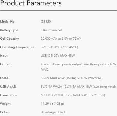 ZMI Powerbank USB-C 20 000 mAh Svart/Blå