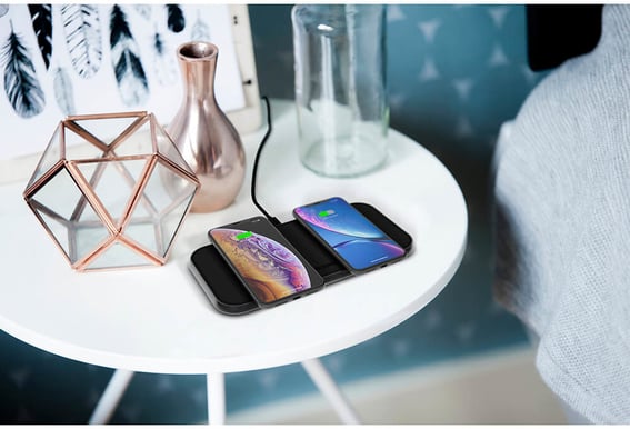 Zens Dual Trådlös laddare 2x 10 W/USB-C 30 W Svart