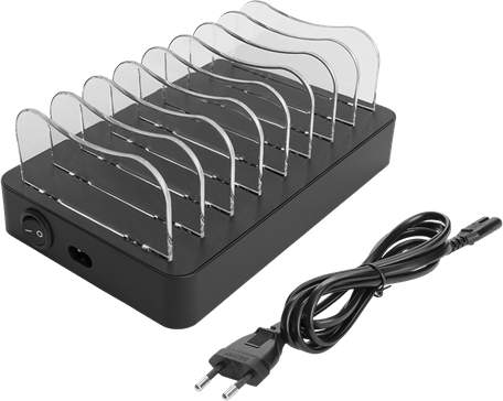 DELTACO Laddningsstation 2x USB-C 6x USB-A Svart
