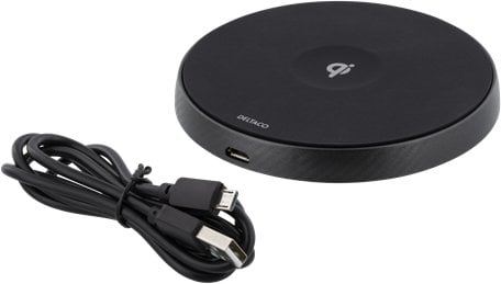 DELTACO Trådlös laddplatta Qi 10 W Svart