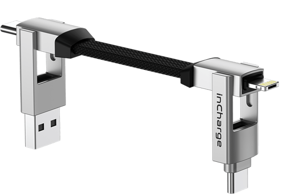 Rolling Square InCharge 6, USB-C/Lightning/Micro USB, 6 cm, Vit